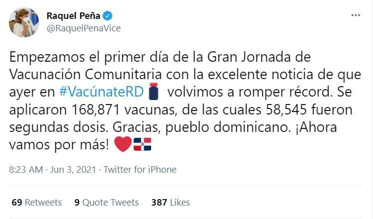 raquel 12 Gobierno inicia jornada especial de vacunación contra Covid-19