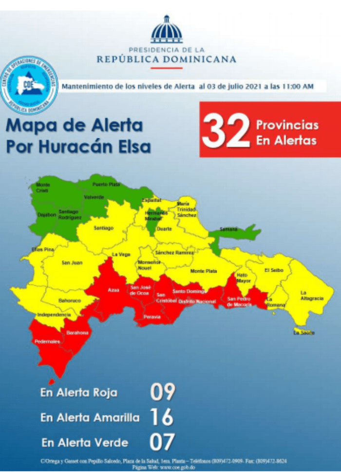 Elsa dejó dos muertos; COE mantiene alerta para todas las provincias 4 COE mapa alerta Elsa 01 Elsa dejó dos muertos; COE mantiene alerta para todas las provincias