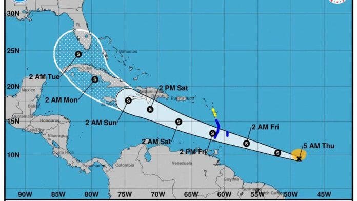 Tormenta Elsa estará el sábado cerca de la costa sur dominicana