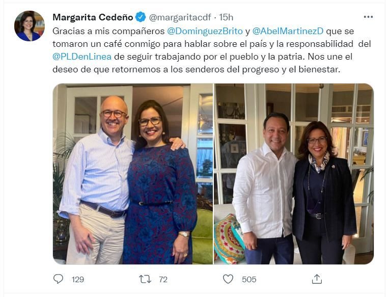 Tweet Margarita Cedeno 03 El café de Margarita! Domínguez Brito y Abel Martínez también se toman uno