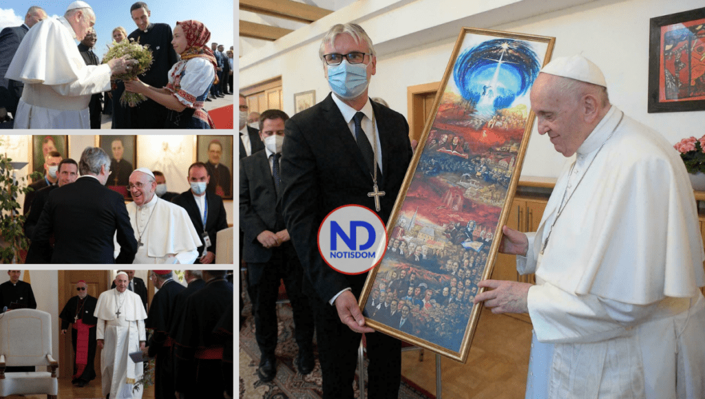 4 FOTOS C COLLAGE El papa Francisco llega a Eslovaquia para una visita de cuatro días