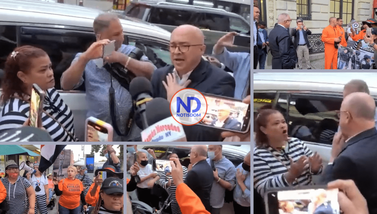 Piquetean a Domínguez Brito en NY: «A los corruptos y lacayos, los queremos en Najayo»