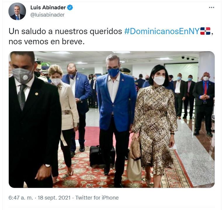 Tweet Abinader 06 Presidente Abinader sale a NY en vuelo comercial para participar en Asamblea de la ONU