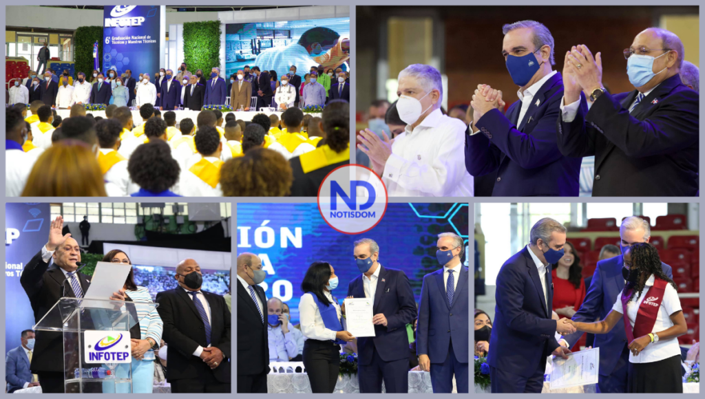 5 FOTOS A COLLAGE 9 Presidente Abinader encabeza graduación de más de 151,000 técnicos y maestros del INFOTEP