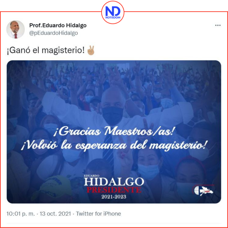 Twitters 6 Eduardo Hidalgo se declara vencedor en la ADP y líderes del PLD lo felicitan