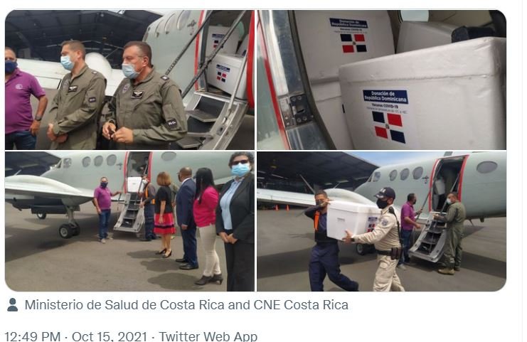 VACACIONES A10 2 RD dona 56,800 vacunas de AstraZeneca a Costa Rica