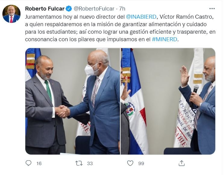 TWITTER ROBERTO FURCAL 1 Ministro de Educación juramenta nuevo director del INABIE