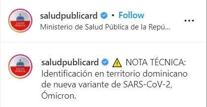 SALUD A 103 Salud Pública confirma la variante Ómicron circula en el país