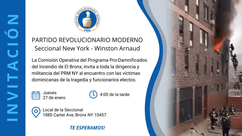 PRM NY invita a encuentro solidario con víctimas del incendio en El Bronx y funcionarios electos 3 Invitacion encuentro con damnificados PRM NY invita a encuentro solidario con víctimas del incendio en El Bronx y funcionarios electos