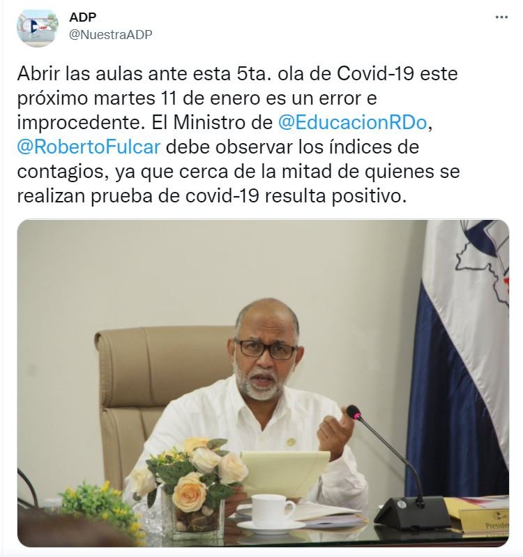 ADP califica de error reabrir escuelas el 11 de enero ante ola de contagios Covid 5 TWITTER ADP 1 2 ADP califica de error reabrir escuelas el 11 de enero ante ola de contagios Covid