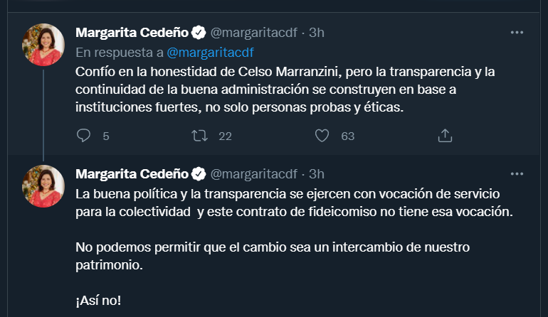Tweet Margarita Cedeno 08 Margarita: "No podemos permitir que el cambio sea un intercambio de nuestro patrimonio"