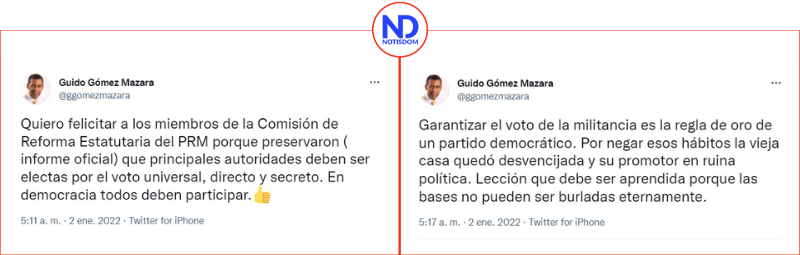 Twitters Doble 1 Creen PRM haría Covención de Delegados para frenar aspiraciones de Guido Gómez