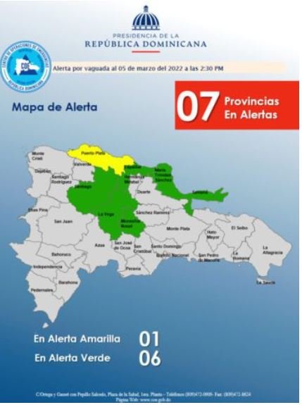 COE aumenta a 6 las provincias en alerta verde y coloca una en amarilla 3 PROVINCIAS 1 COE aumenta a 6 las provincias en alerta verde y coloca una en amarilla