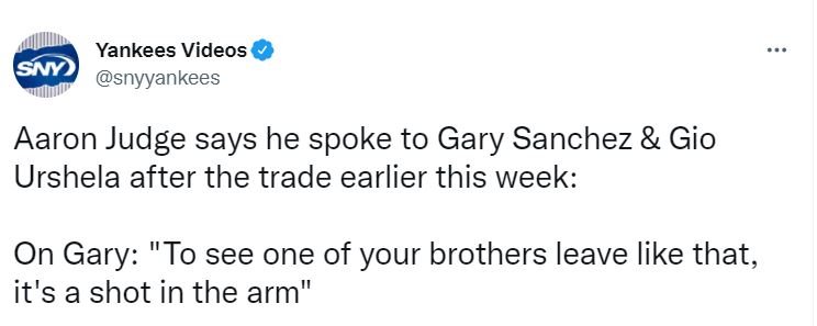 TWITTER YANKEE Aaron Judge critica salida de Gary Sánchez de los Yankees de N.York