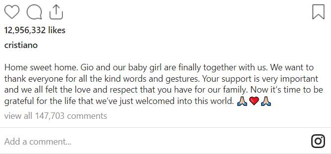 CRISTIANO RONALDO 3 La primera imagen de la bebé de Crisitiano Ronaldo