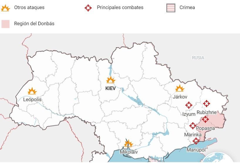 MAPA 1 Rusia redobla sus ataques; fuertes explosiones sacuden hoy a Ucrania