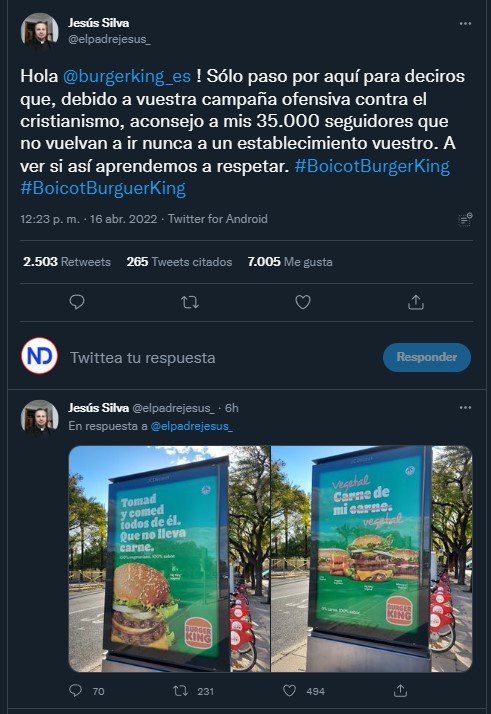 Tweet Gongora El Vaticano condisera Burger King se burla de la Semana Santa con anuncios blasfemos