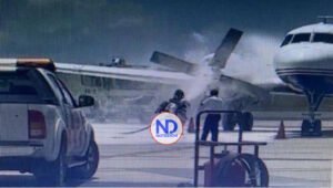 Se incendia una de las turbinas de un avión de carga en el AILA