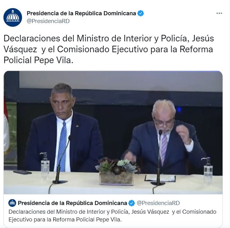 TWITTER CHU Gobierno anuncia 13 medidas contra excesos Policía Nacional
