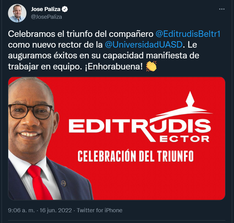 2022 06 16T20 02 32 Primer boletín oficializa triunfo de Editrudis Beltrán en rectoría UASD; Paliza lo celebra