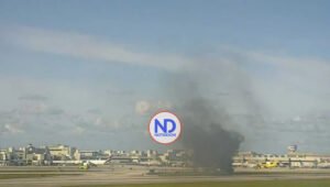 Avión procedente de RD se incendia al aterrizar en Aeropuerto de Miami