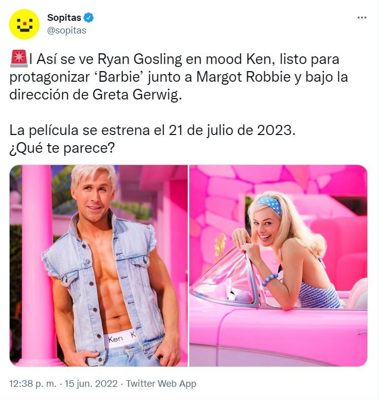 TWITTER MARGOT Y RYAN Así quedaron Margot Robbie y Ryan Gosling como Barbie y Ken