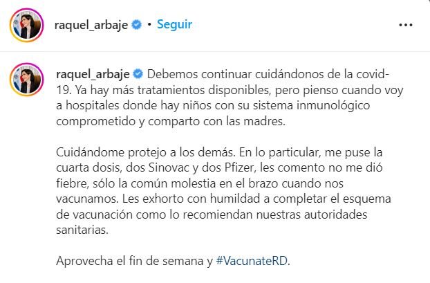TWITTER RAQUEL ALBAJE 1 Primera dama se pone cuarta dosis de refuerzo contra el Covid-19