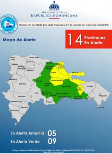 ALERTA 1 Incrementan alerta amarilla para 05 provincias y 09 en verde por vaguada