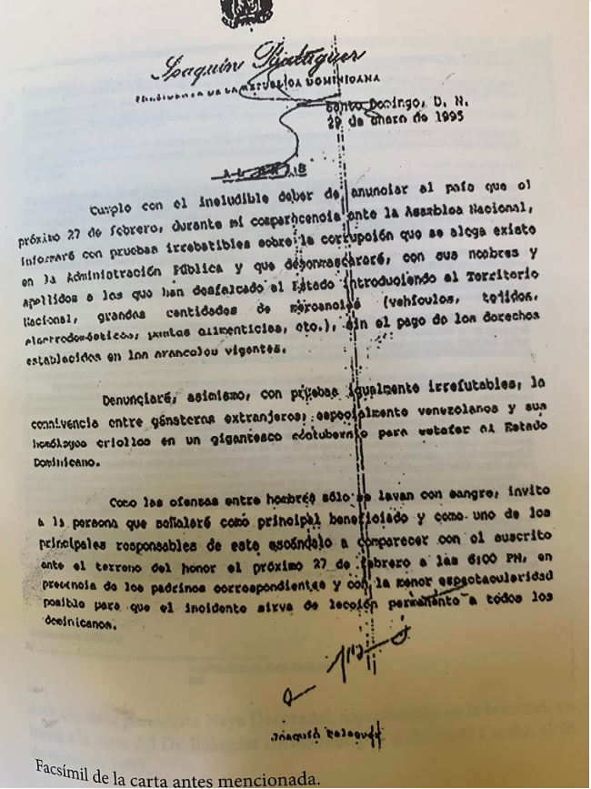CARTA BALAGUER Soto Jiménez dice Balaguer tuvo una crisis de salud mental en 1995