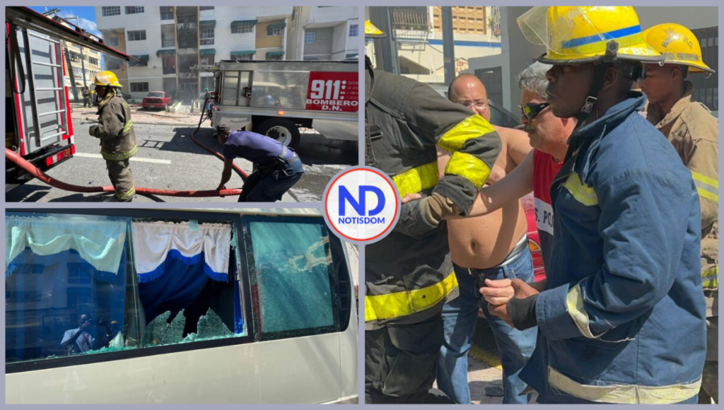 3 FOTOS A NOTISDOM 16 Explosión de tanque de gas cerca del Palacio Nacional deja un herido y locales afectados