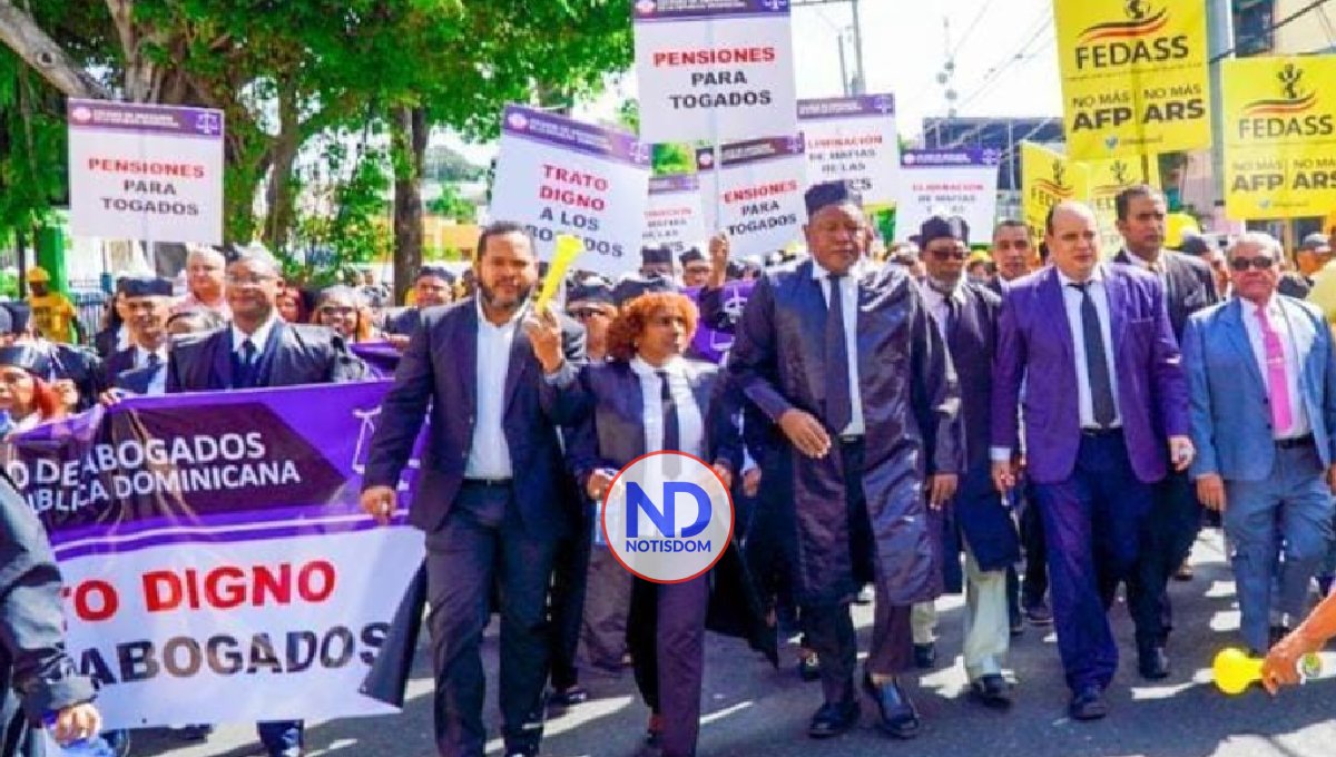 Abogados marchan en demanda de pensiones y seguro de salud