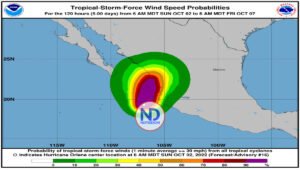Ciclón Orlene en categoría cuatro frente a las costas de México