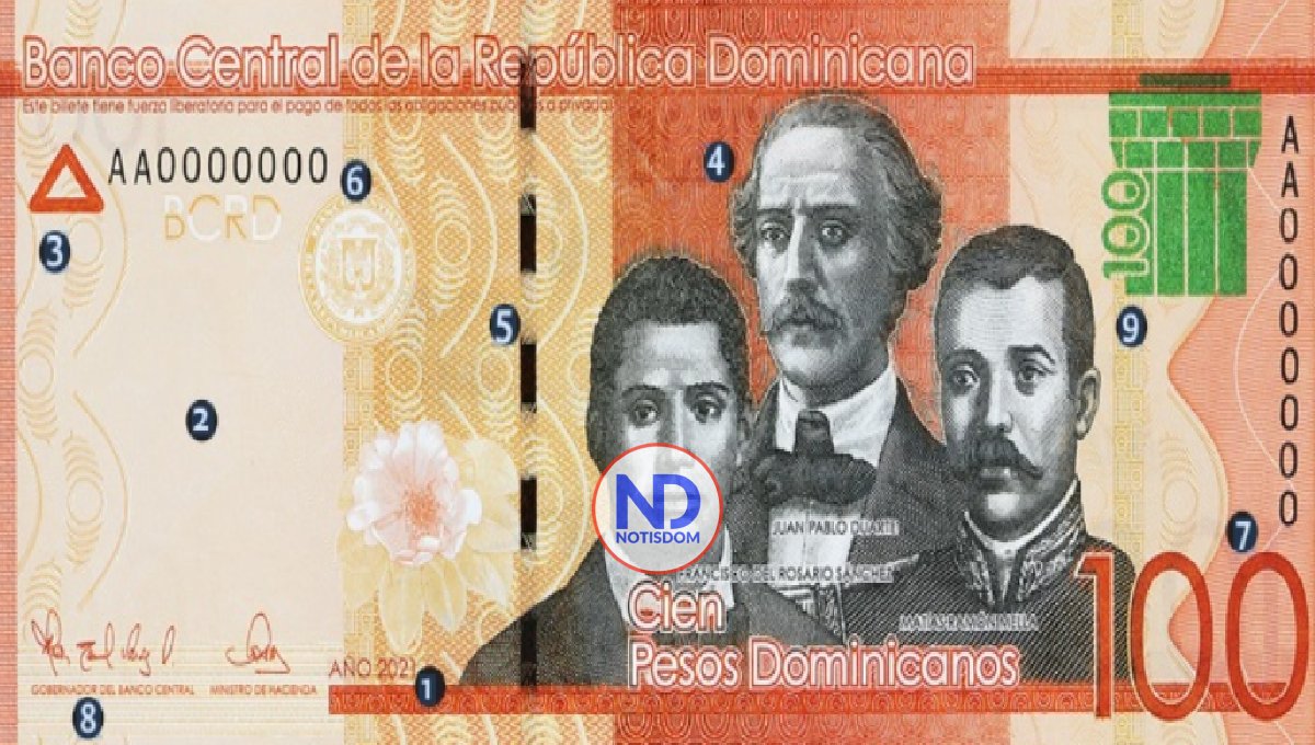 Desde el viernes circulará nuevo billete 100 pesos en Dominicana