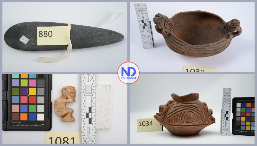 4 FOTOS C COLLAGE 9 Cultura recibe de la Embajada de los Estados Unidos 21 piezas taínas incautadas por el FBI