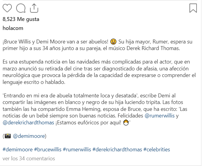 DEMY MOORE 1 Demi Moore y Bruce Willis se convertirán en abuelos