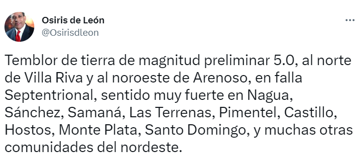 TEMBLOR 12 Se registra temblor de tierra de 5.0; se siente en varias comunidades del país