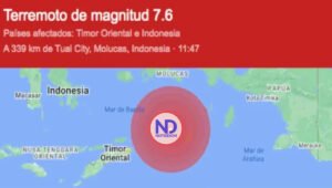 «Potente» terremoto magnitud 7,6 sacude Indonesia y Timor Oriental