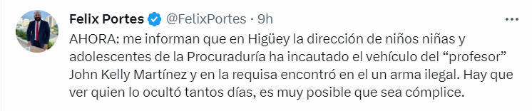 FELIX PORTES Habrían encontrado arma ilegal en vehículo incautado del profesor John Kelly Martínez