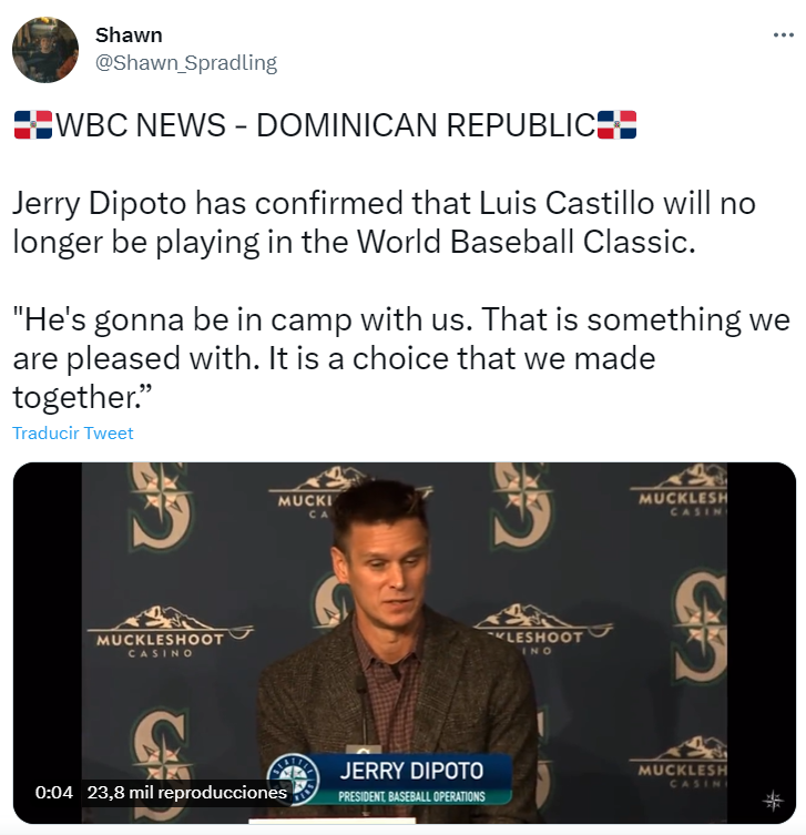 SHAUN Luis Castillo no irá Clásico Mundial Béisbol