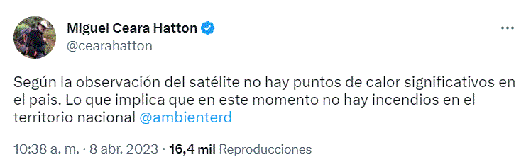 MIGUEL CEARA 7 Ministro de Medio Ambiente dice "no hay incendios en este momento"