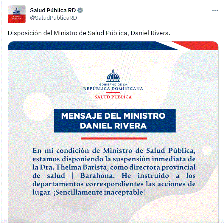 THELMA BATISTA 1 Suspenden a directora provincial de Salud que amenazó con cancelar empleadas