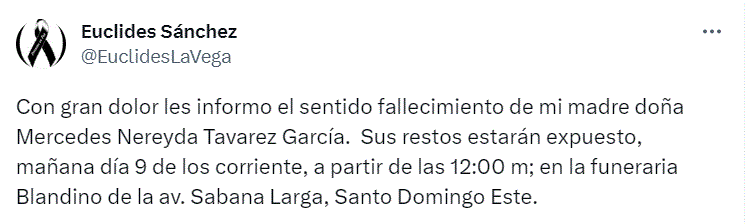 EUCLIDES SANCHEZ 1 Muere madre de Euclides Sánchez exsenador de La Vega