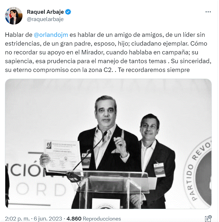 Primera dama reacciona tras un año de la muerte de Orlando Jorge Mera 3 RAQUEL ALBAJE 22 Primera dama reacciona tras un año de la muerte de Orlando Jorge Mera