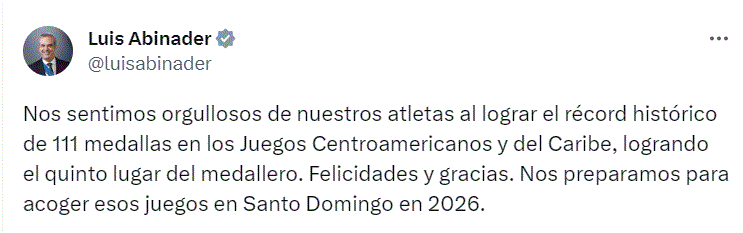 ABINADER 579 Presidente Luis Abinader felicita atletas dominicanos por logro de 111 medallas en Juegos Centroamericanos