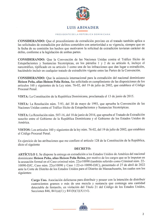 CARTA 24 Disponen extradición de cuatro dominicanos solicitados por gobierno de EE.UU.