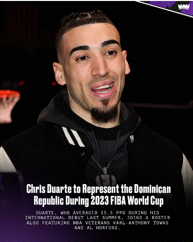 Chris Duarte 8 Chris Duarte también representará a RD durante la Copa Mundial FIBA ​​2023