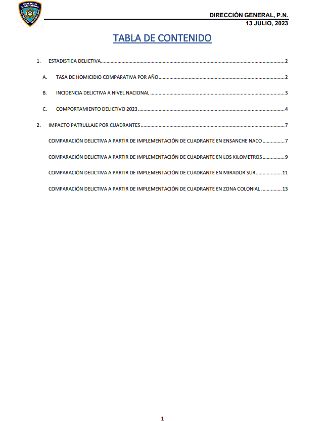 Tasa de homicidios presenta baja y se sitúa en 12.5, según informe PN 4 INFORME POLICIA 1 Tasa de homicidios presenta baja y se sitúa en 12.5, según informe PN