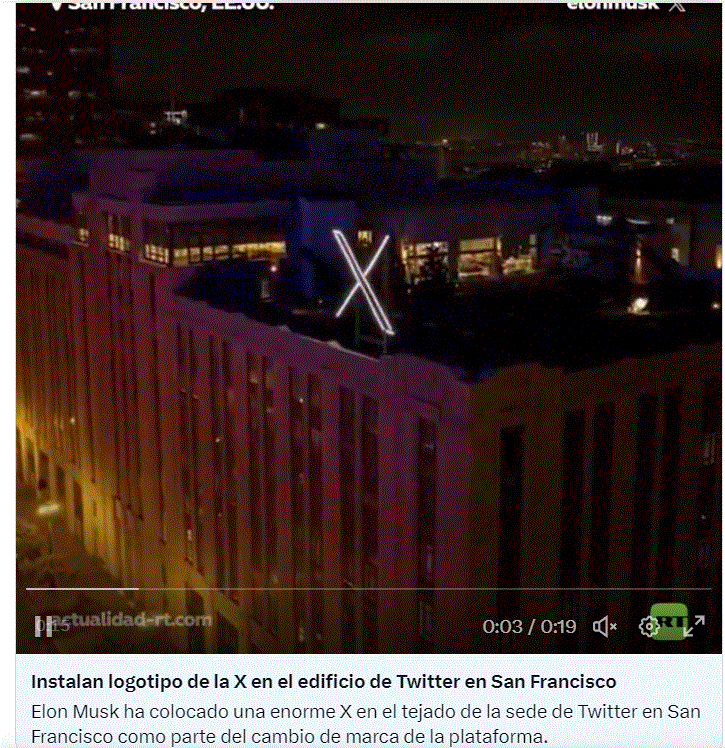 TWITTER 49 Instalan una X gigantesca en el edificio de Twitter en San Francisco