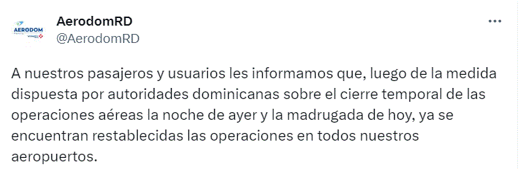 AERODOM 3 Reanudan vuelos tras ser cancelados ayer por tormenta