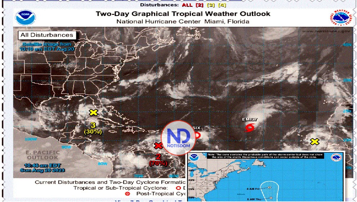 Se forma la tormenta tropical Emily en el Atlántico, que acompaña a una depresión tropical